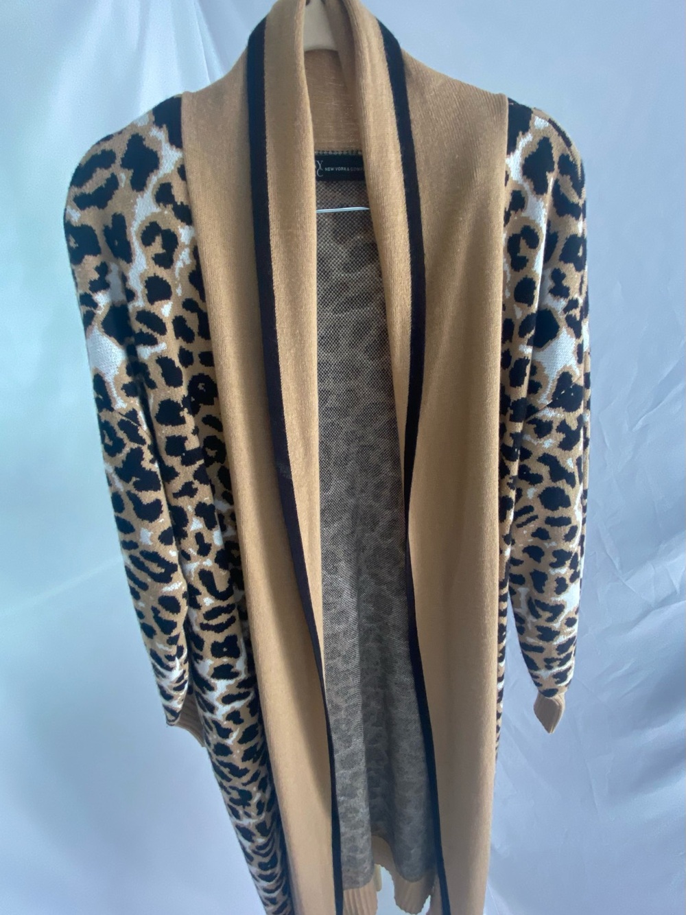 New York & Company Women’s Leopard Print Longline Cardigan – Size Medium